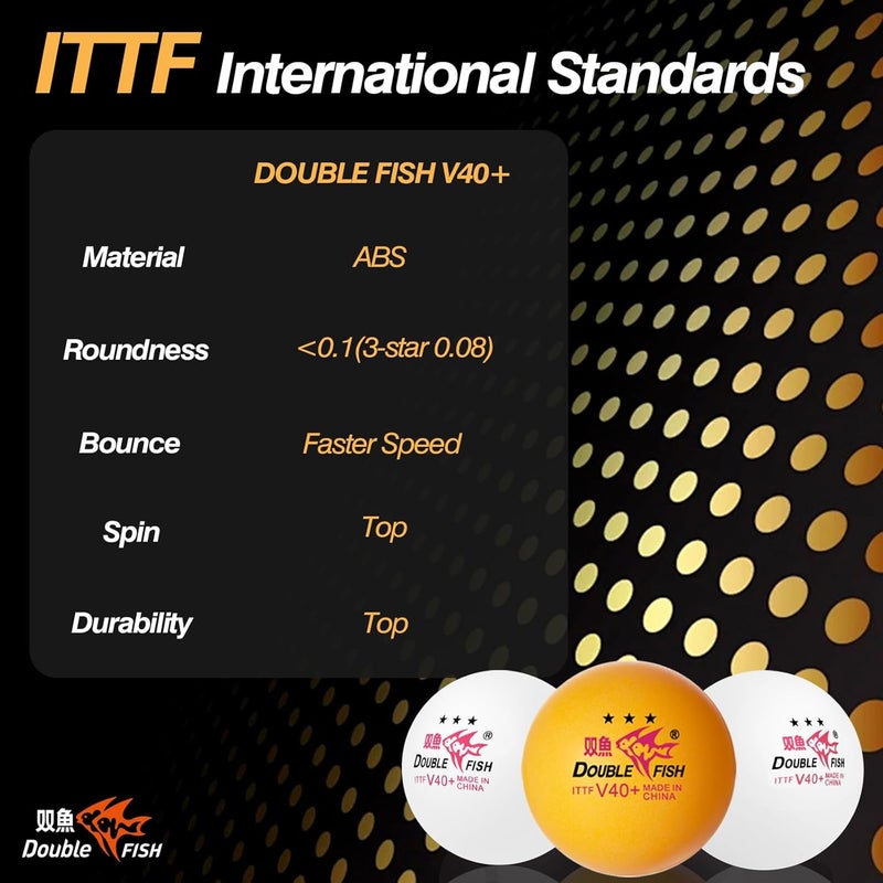 Double Fish Ping Pong Balls - White & Orange 3-Star Table Tennis Balls - High Performance V40+ ABS Balls Ultimate Durability Training Ball 12 Pack - Image 5